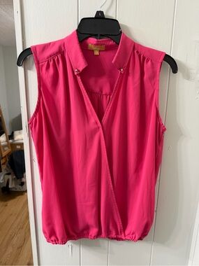 Takara Hot Pink Sleeveless Surplice Top